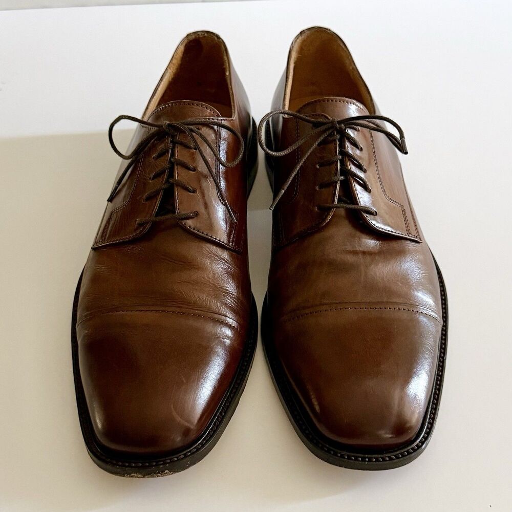 J.Murphy Johnston & Murphy Novick Brown Cap Toe Leather Dress Shoes Mens Size 9M - Picture 9 of 16